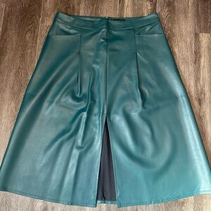 Eloqui Dark Teal Pleather A-line skirt plus size 14